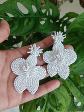 Load image into Gallery viewer, Hibiscus Earrings - White